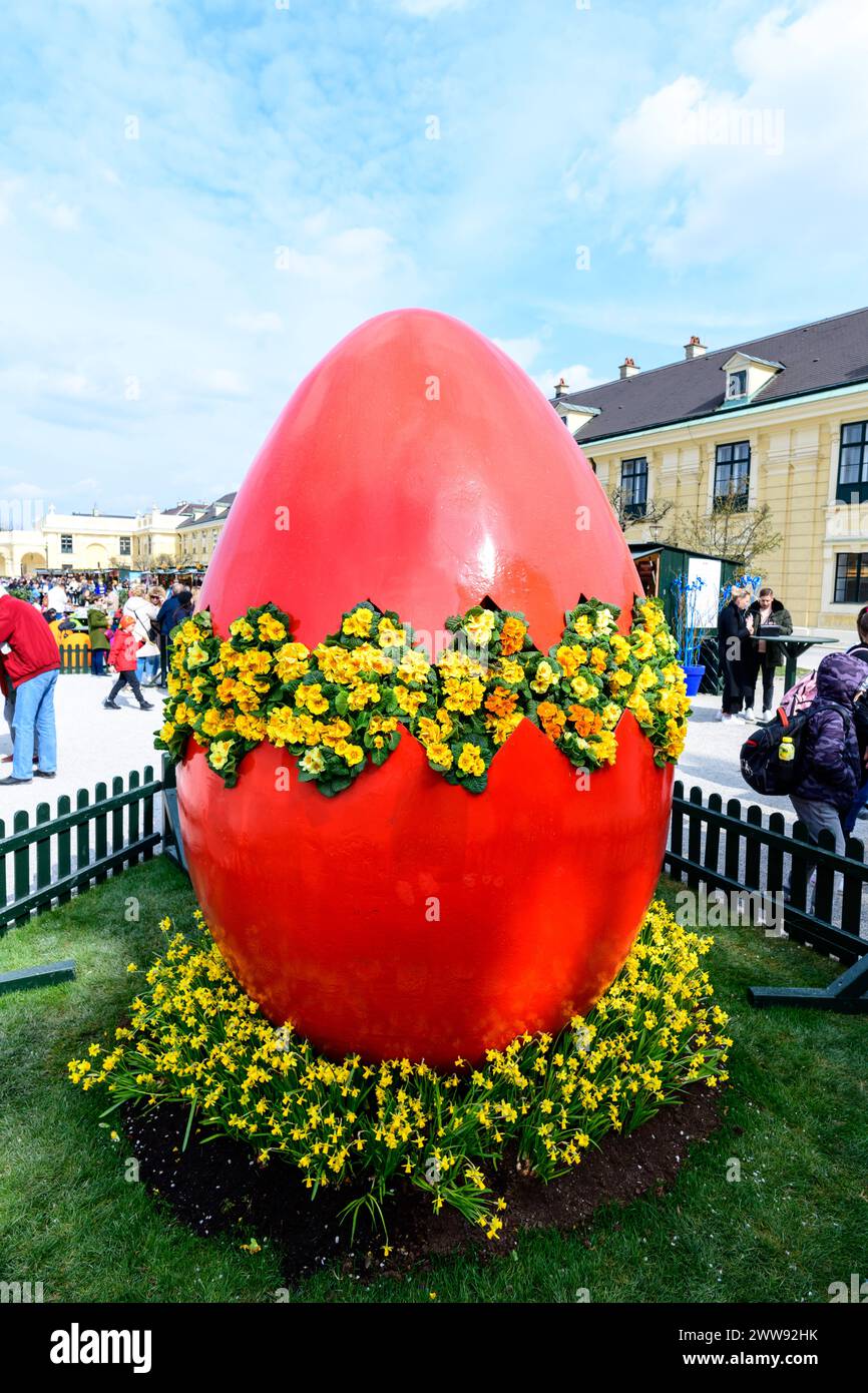  vienna, austria, 22 march 2024, easter market in front of schoenbrunn 