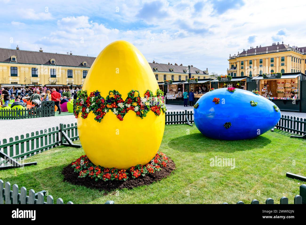  vienna, austria, 22 march 2024, easter market in front of schoenbrunn 