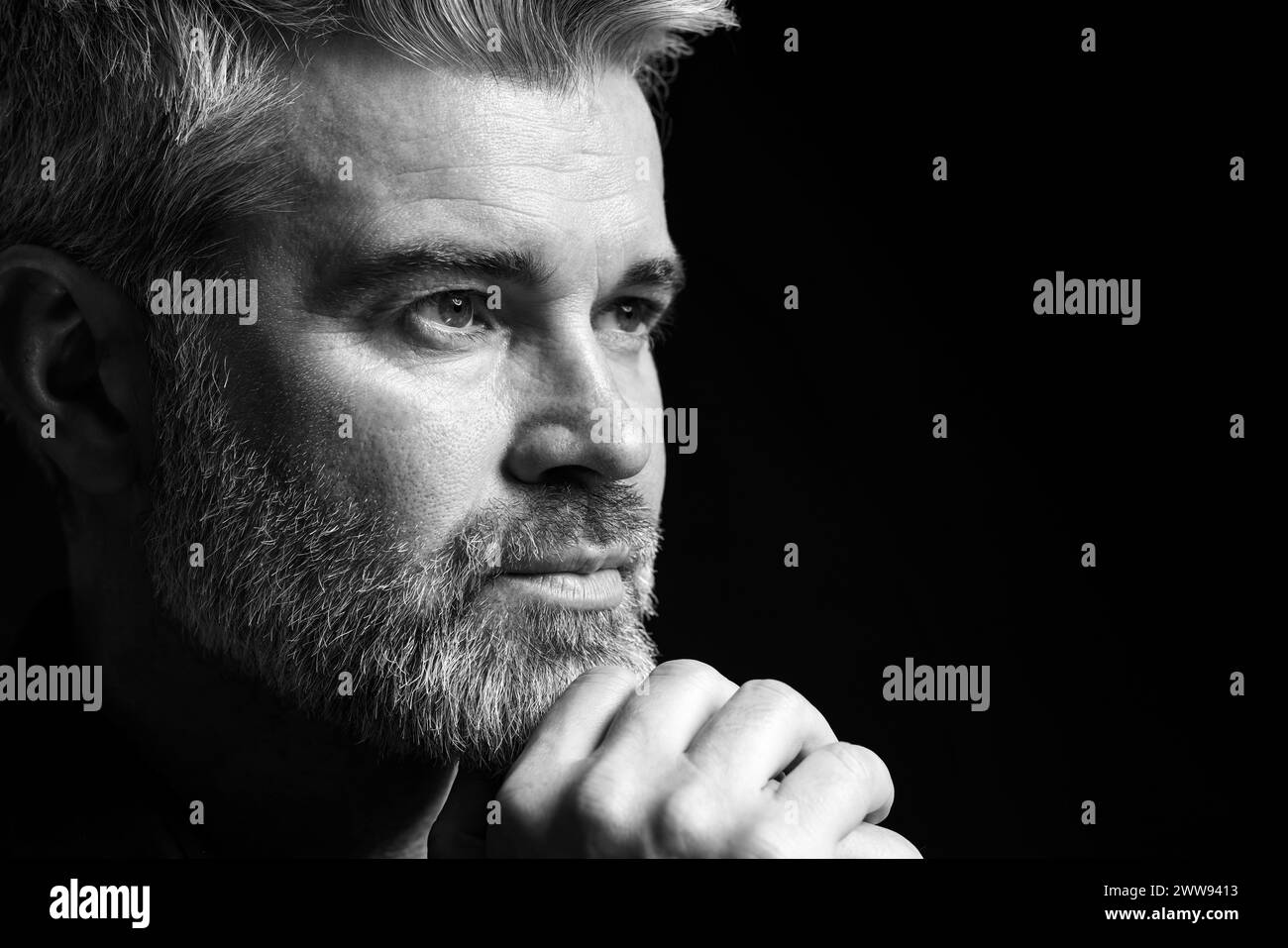 Portrait thinking middle age Black and White Stock Photos & Images - Alamy