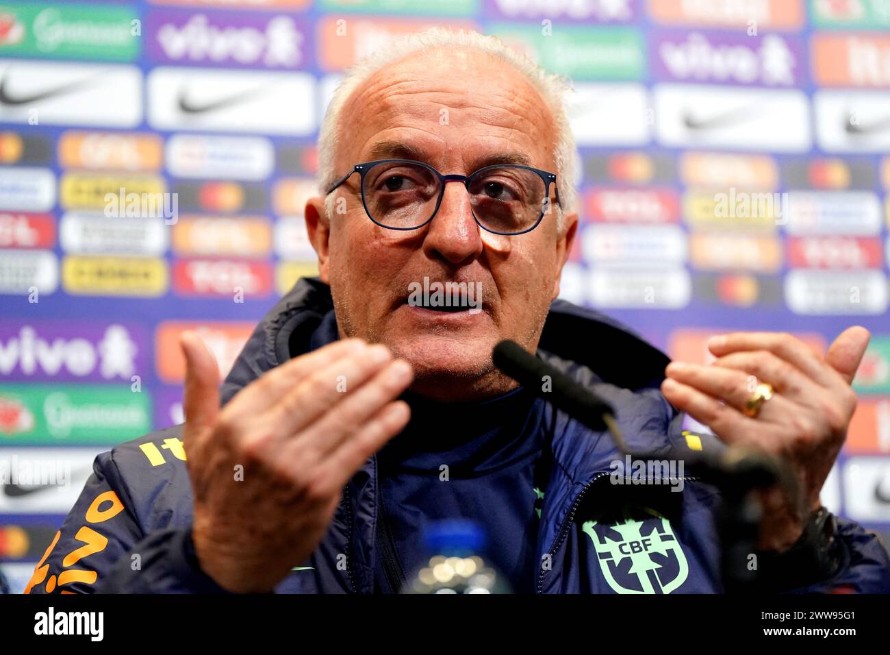Brazil manager Dorival Junior during a press conference at Wembley Stadium, London. Picture date: Friday March 22, 2024. Stock Photo