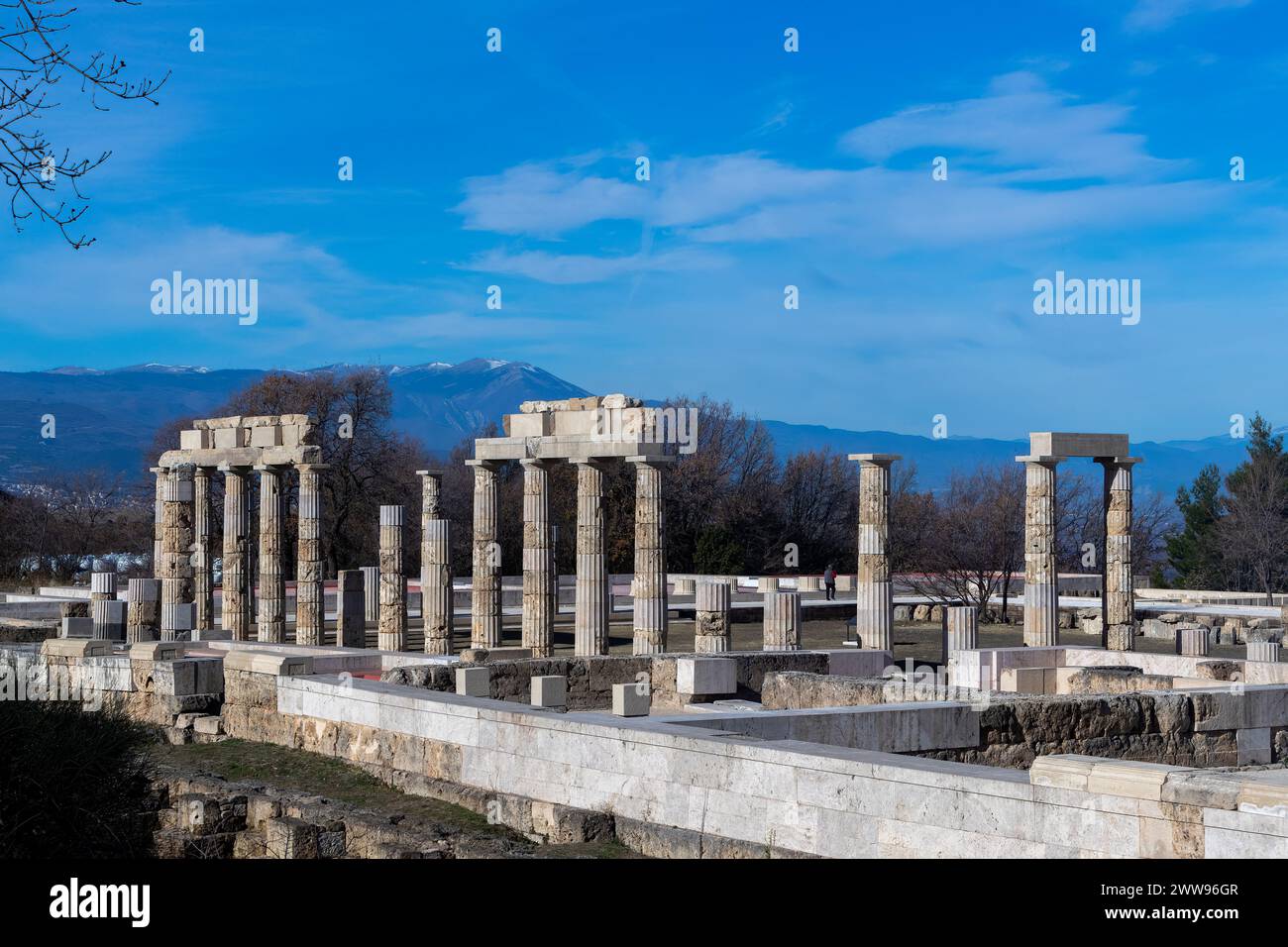 Vergina, Greece -January 5, 2024: The Palace of Aigai following 16 years of restoration. The palace is where Alexander the Great was crowned king of t Stock Photo
