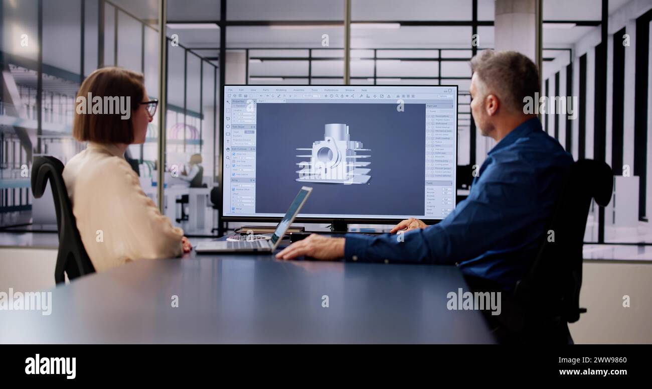3D Software Engineer Developing Engineering Design Models Stock Photo
