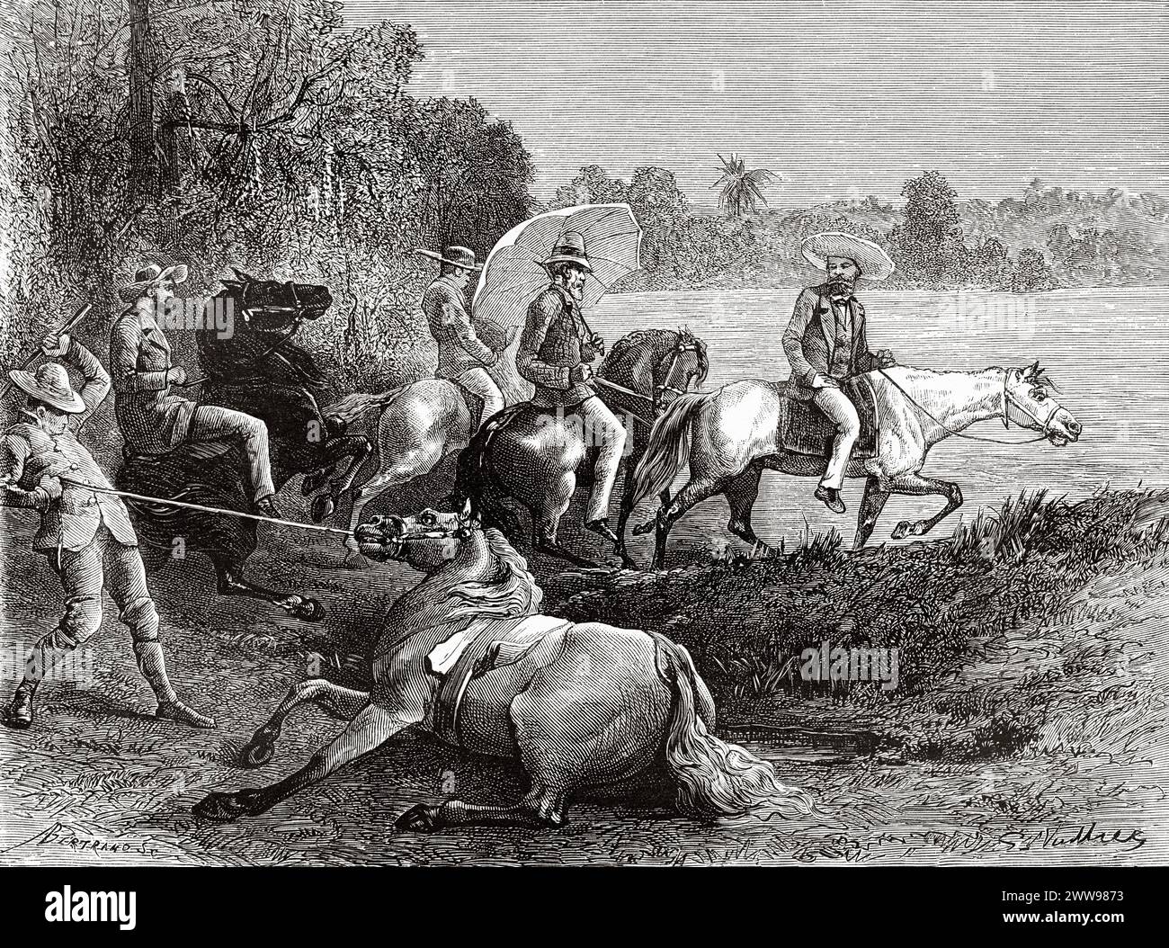 The expedition on horseback, Darien Isthmus, Republic of Panama ...