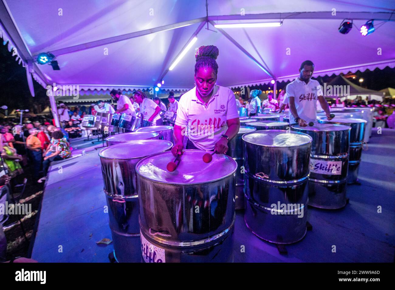 People playing a Steel Pan in World Pan Day celebration in Trinidad and