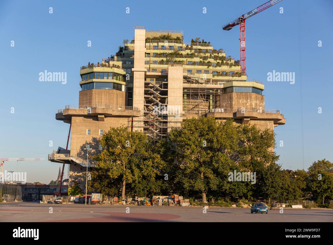 Construction of the public space on the top of the former anti-aircraft towers in Hamburg Stock Photo