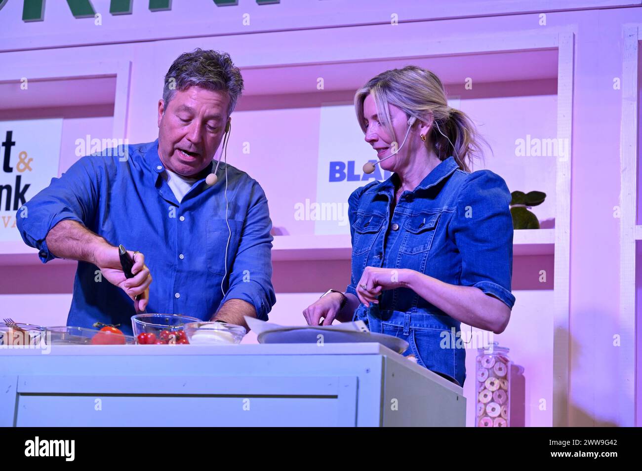 London, UK. John Torode, Lisa Faulkner. Ideal Home Show 2024 Olympia