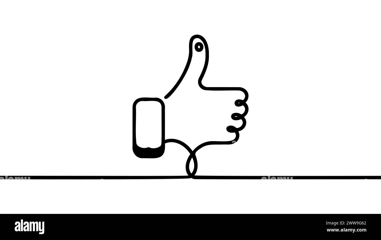 Continuous one line drawing of hand showing great sign, like Stock ...