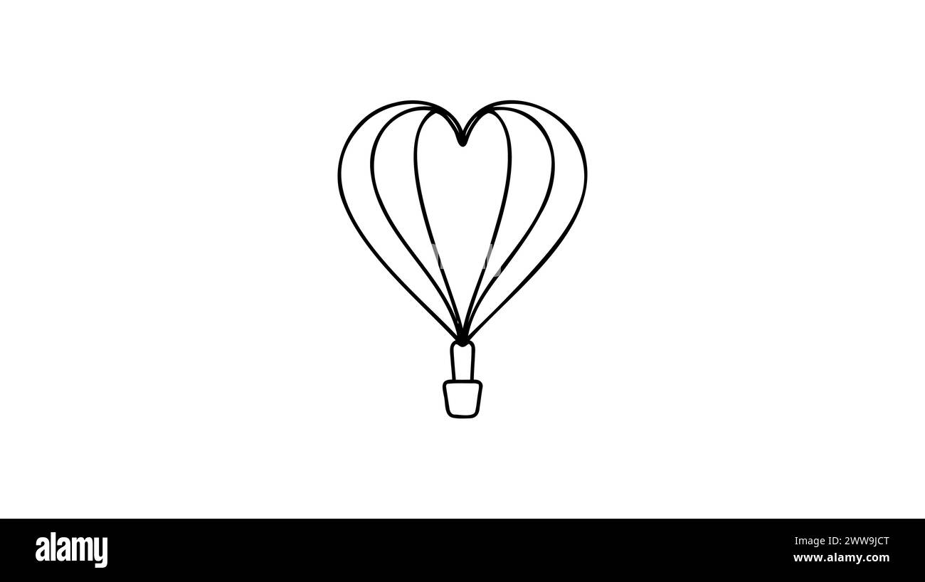 Heart shape hot air balloon Black and White Stock Photos & Images - Alamy