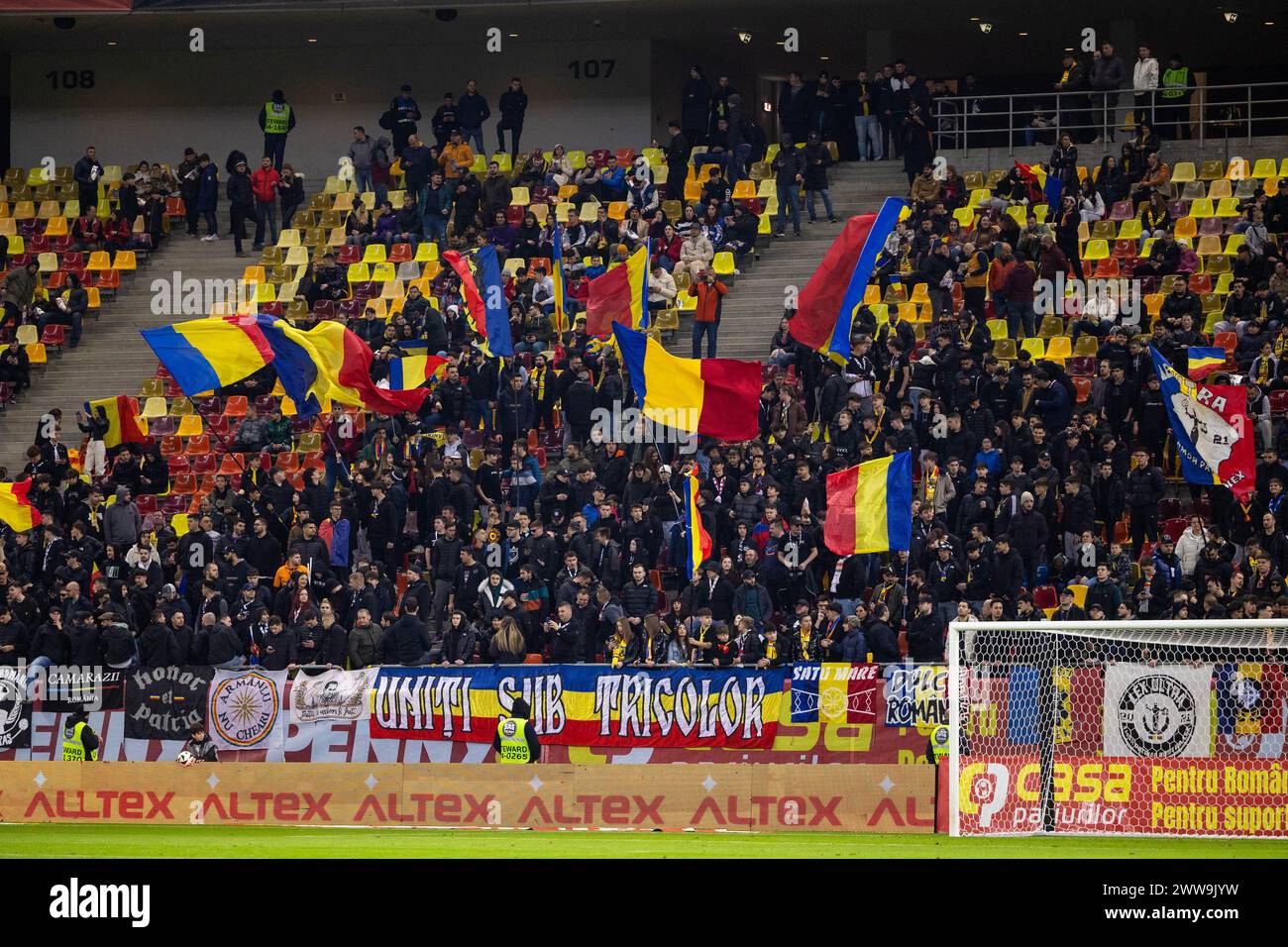 Romanian fans during the International Friendly football match between