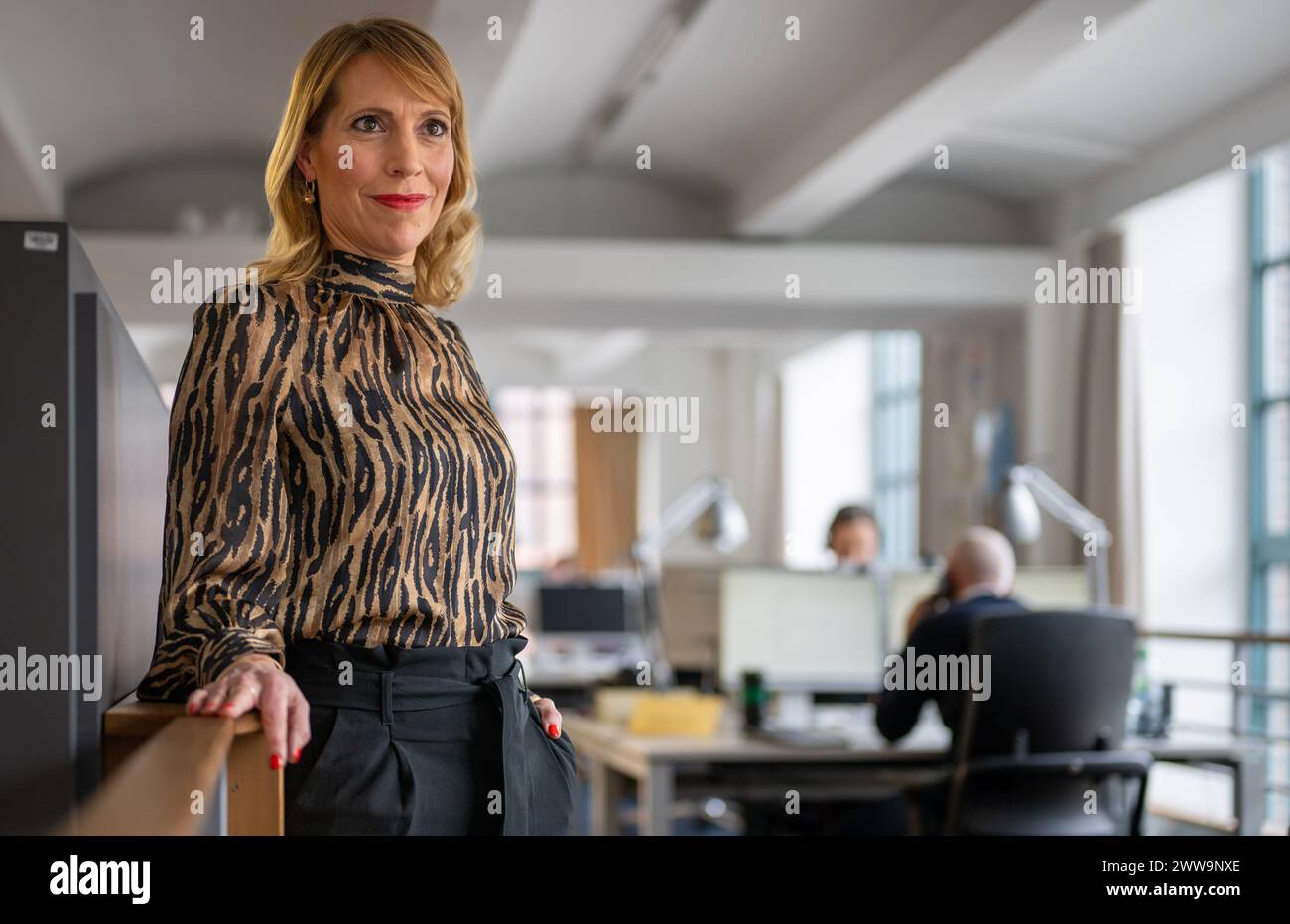 Berlin, Germany. 22nd Mar, 2024. Nadja Scholz, Program Director of Deutsche Welle, stands in the newsroom at the broadcaster's headquarters in the capital. DW is a public-law institution and works across three media: television, radio and the internet. Credit: Monika Skolimowska/dpa/Alamy Live News Stock Photo
