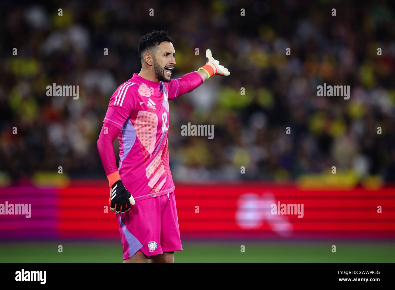 LONDON, UK - 22nd Mar 2024:  Camilo Vargas of Colombia reacts during the International Football Friendly match between Spain and Colombia at London Stadium  (Credit: Craig Mercer/ Alamy Live News) Stock Photo