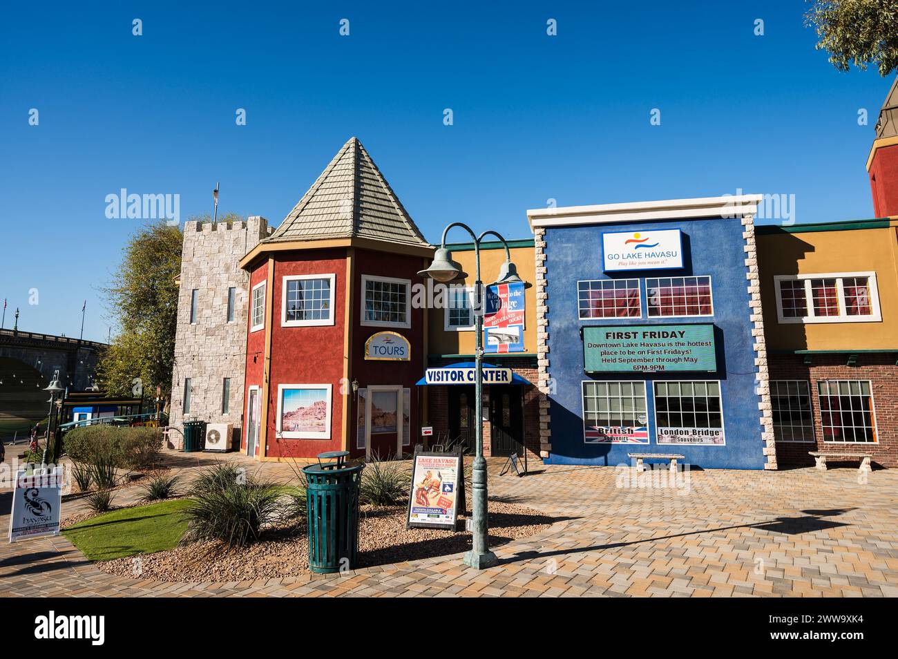 Visitor Center near the old London Bridge, which was relocated from London England in the 1970’s to Lake Havasu Arizona. Stock Photo