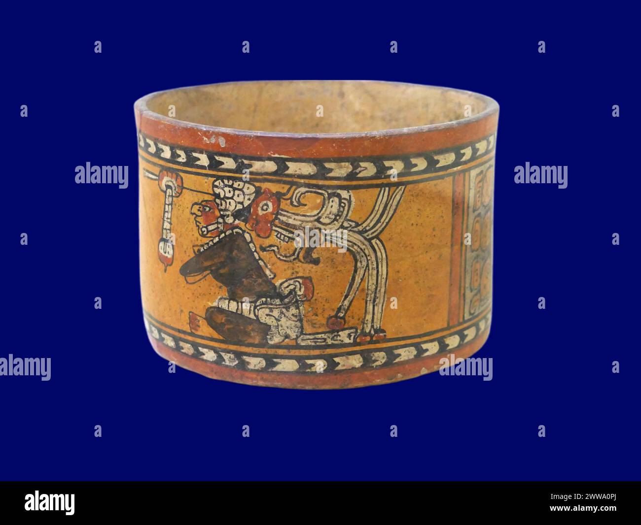 Late Classic (AD 600-900) Chamá style Maya polychrome vessels from Alta Verapaz, Guatemala in the Popul Vuh Museum, Guatemala City, Guatemala. Stock Photo