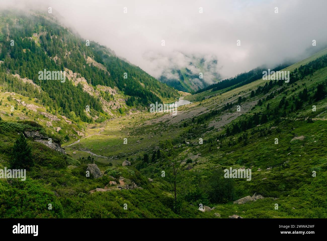 hiking trail in the Pyrenees mountains, Spain. High quality photo Stock Photo
