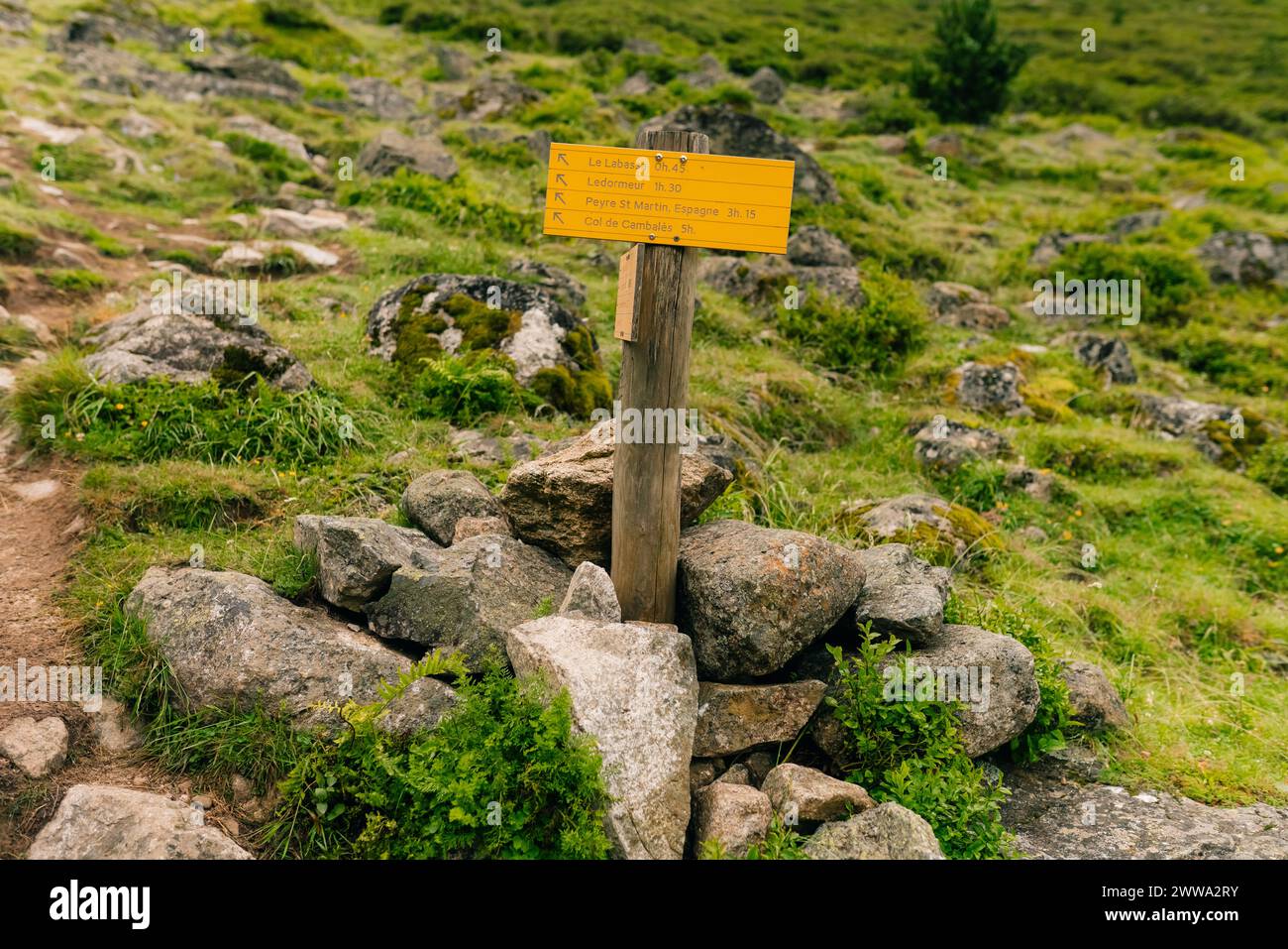 hiking trail in the Pyrenees mountains, Spain. High quality photo Stock Photo