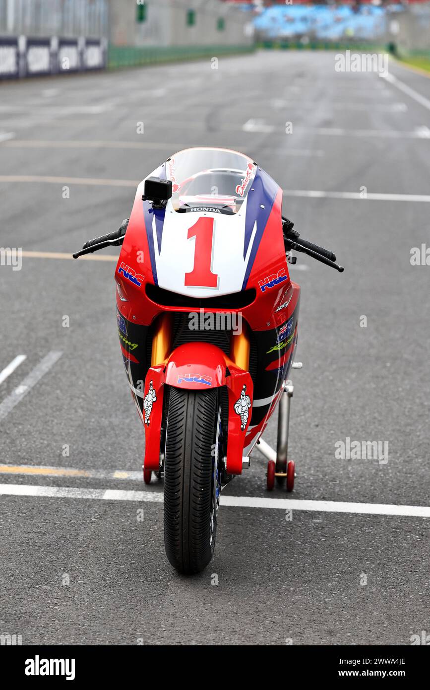 Melbourne, Australia. 23rd Mar, 2024. The Honda motorbike of Mick