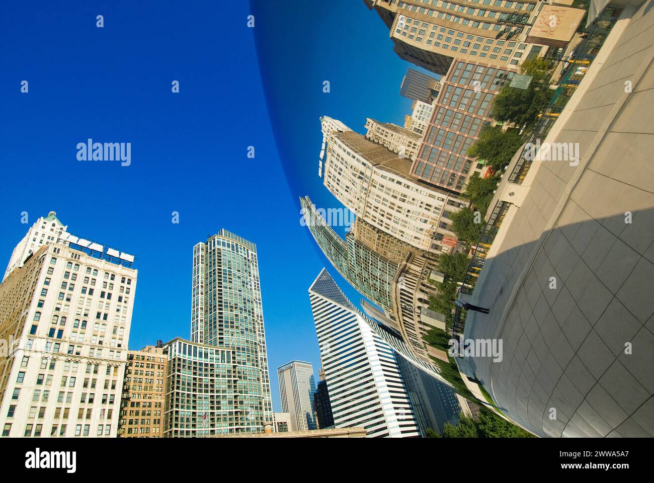 "Cloud Gate" also called The Bean was designed by British artist Anish Kapoor it's shiny
