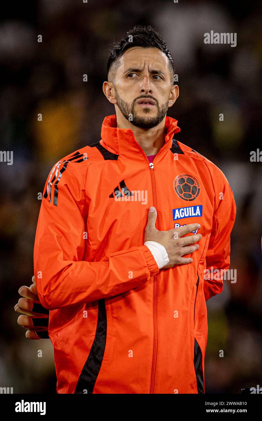 London, UK. 22nd Mar, 2024. Camilo Vargas of Colombia during national anthems before the international football friendly between Spain and Colombia at the London Stadium in London, England. ((6257)/SPP) Credit: SPP Sport Press Photo. /Alamy Live News Stock Photo