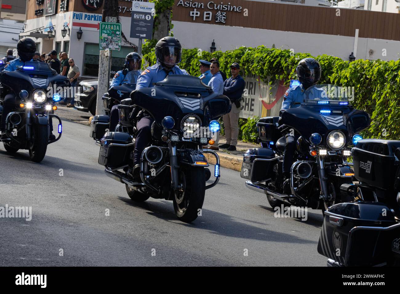 Puerto Rico Police officers on motorbikes beef up security for Vice