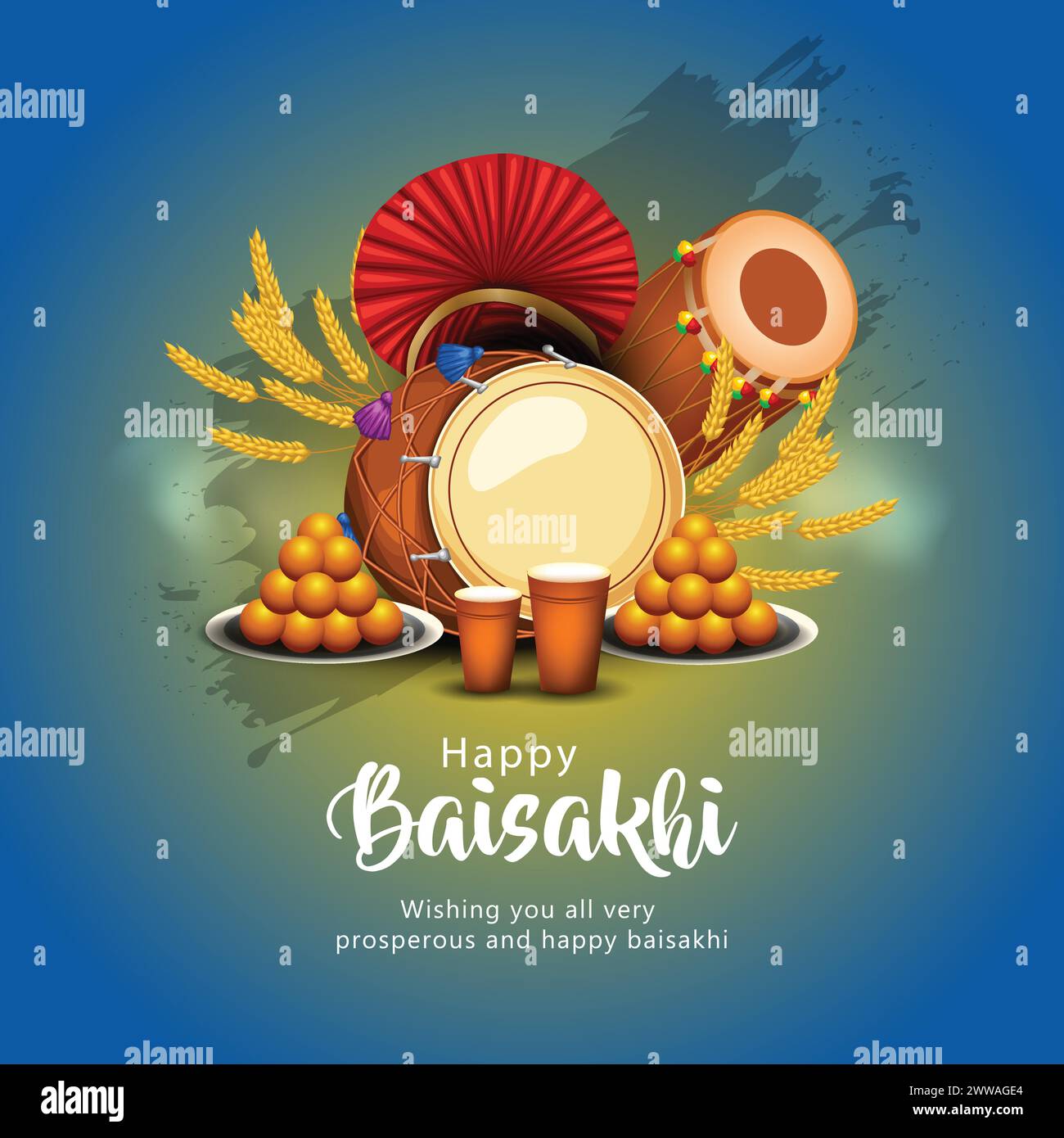 Happy Baisakhi festival of Punjab India background. Vaisakhi elements