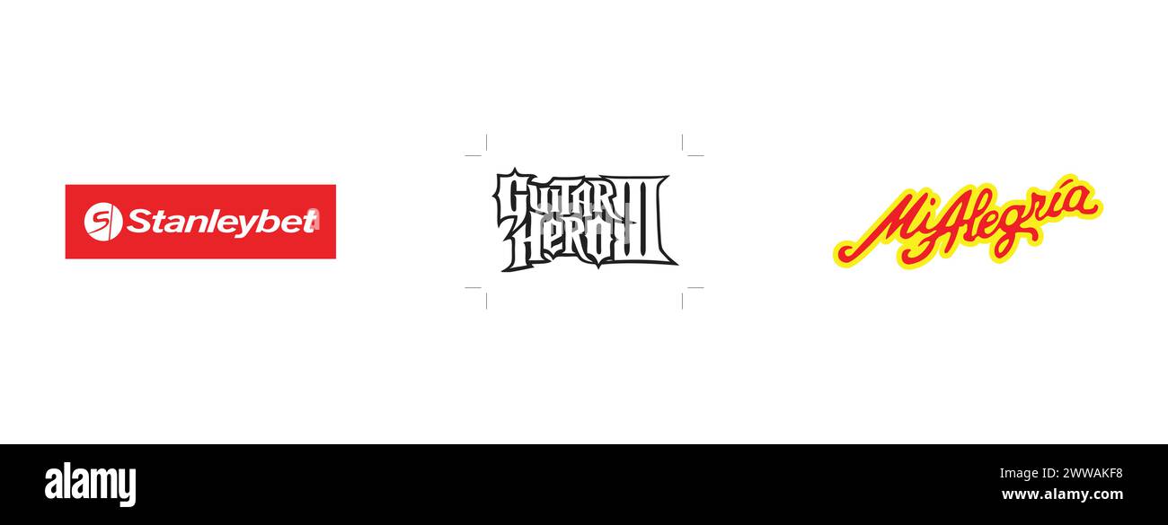 Guitar Hero 3,Stanleybet,Mi Alegria. Editorial vector logo collection. Stock Vector