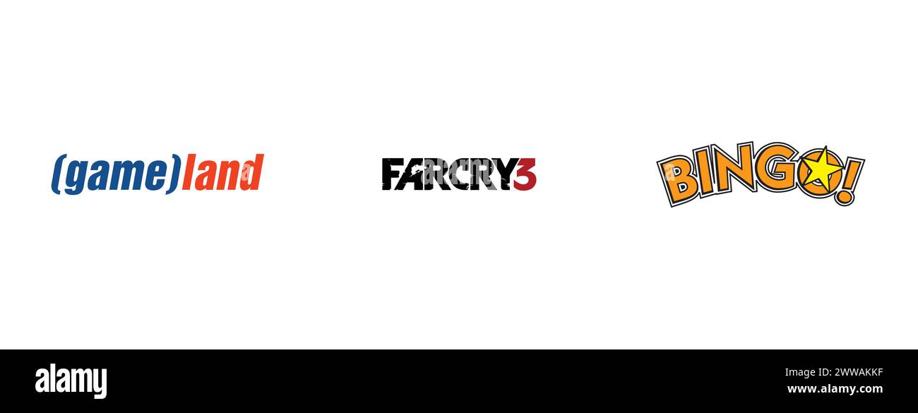 Bingo,Far Cry 3,(game)land. Editorial vector logo collection Stock
