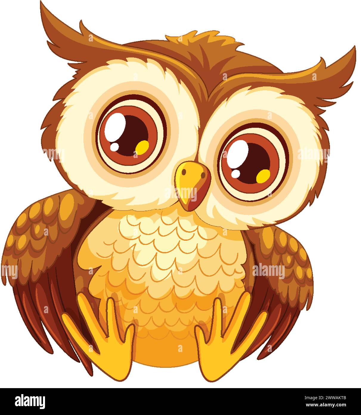 Cute, wide-eyed owl with a whimsical charm Stock Vector