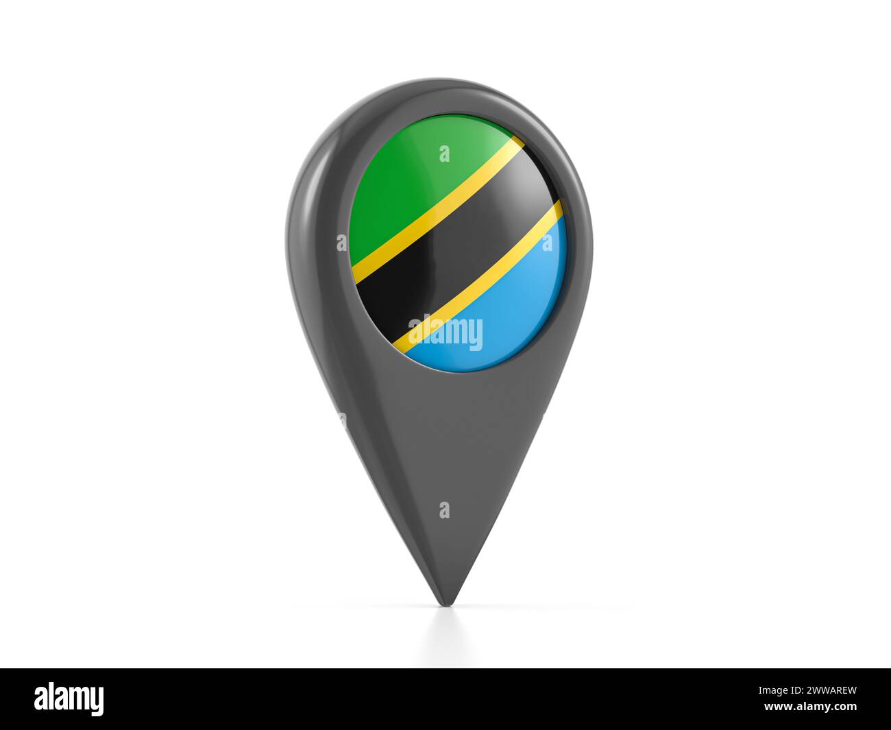 Map marker with Tanzania flag on a white background. 3d illustration ...