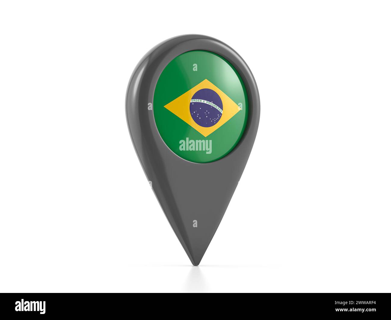Map marker with Brazil flag on a white background. 3d illustration ...