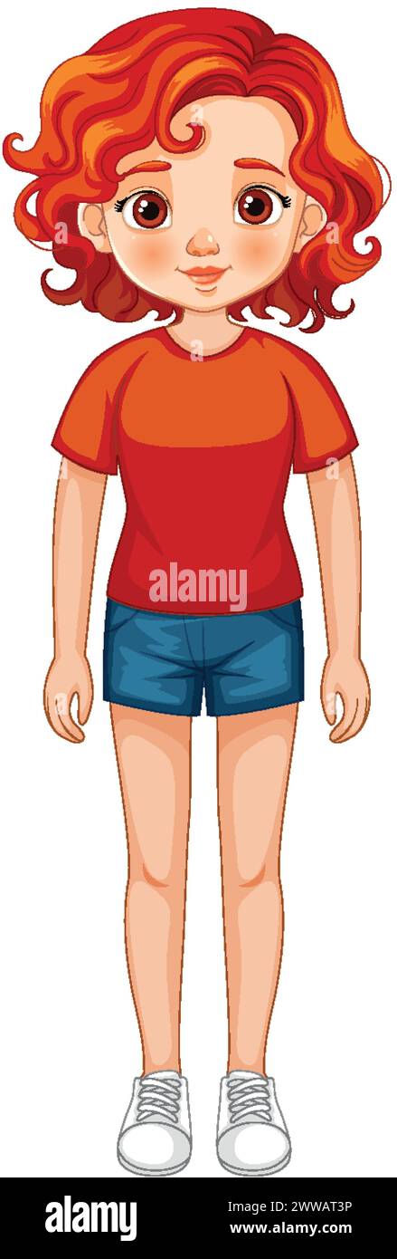 Vector of a smiling girl with curly red hair Stock Vector Image & Art ...