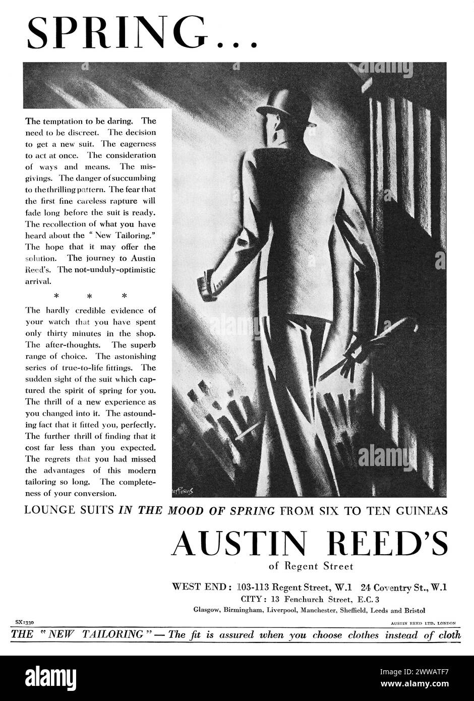 1930 advertisement for Austin Reed men's tailoring. Stock Photo