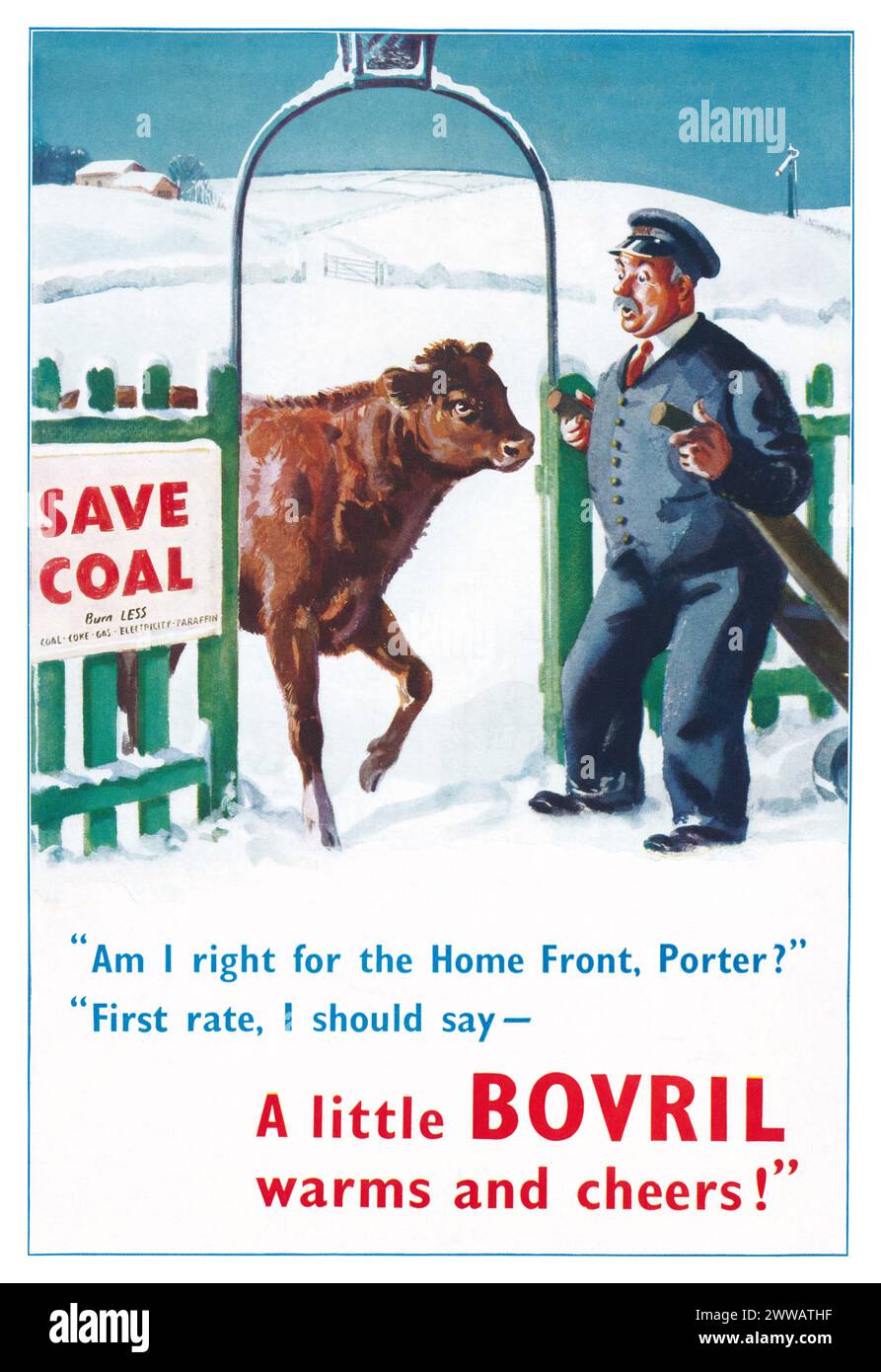 1942 British advertisement for Bovril meat extract. Stock Photo
