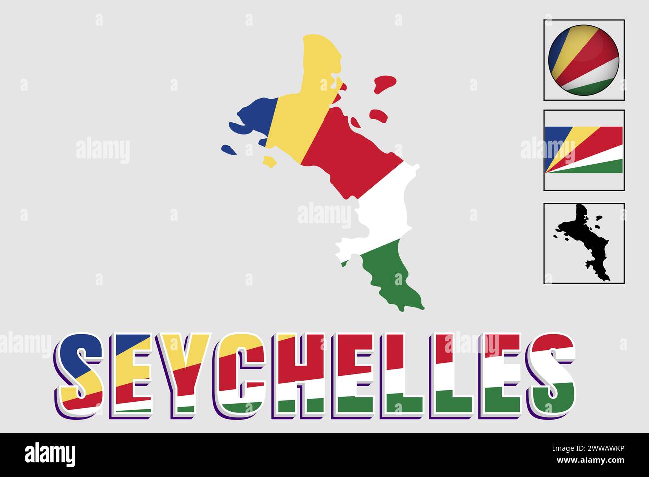 Seychelles flag and map in a vector graphic Stock Vector