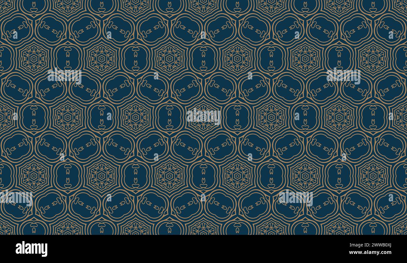 Blue and gold vintage seamless pattern. Floral ornamental luxury damask ...