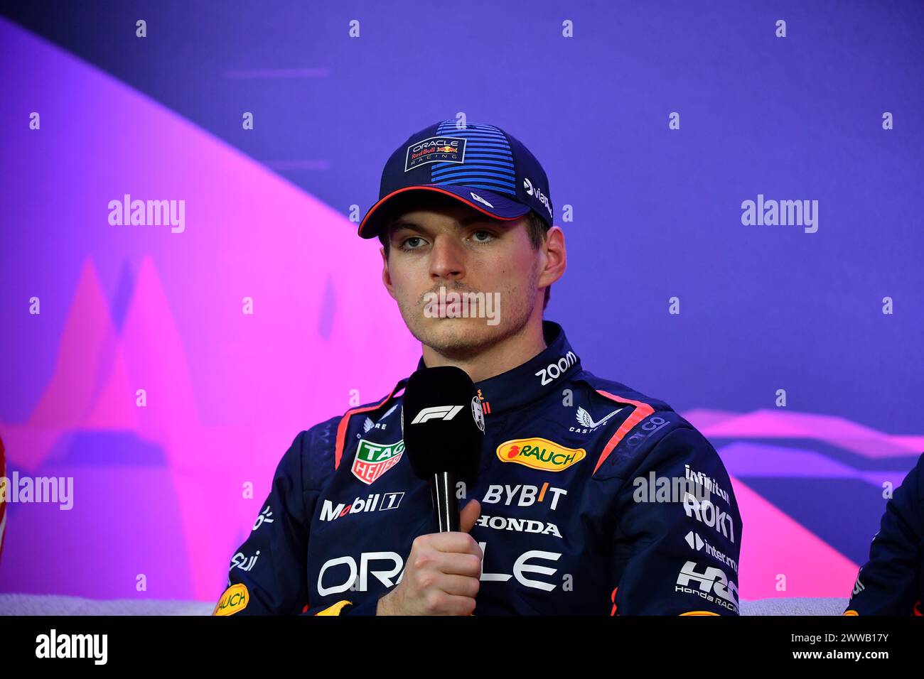 MELBOURNE, AUSTRALIA. 23 March 2024. 01 Max Verstappen (NED) Oracle Red Bull Racing in the post qualifying drivers' press conference at the FIA Formula 1 Rolex Australian Grand Prix 2024 3rd round from 22nd to 24th March at the Albert Park Street Circuit, Melbourne, Australia. Credit: Karl Phillipson/Alamy Live News Stock Photo