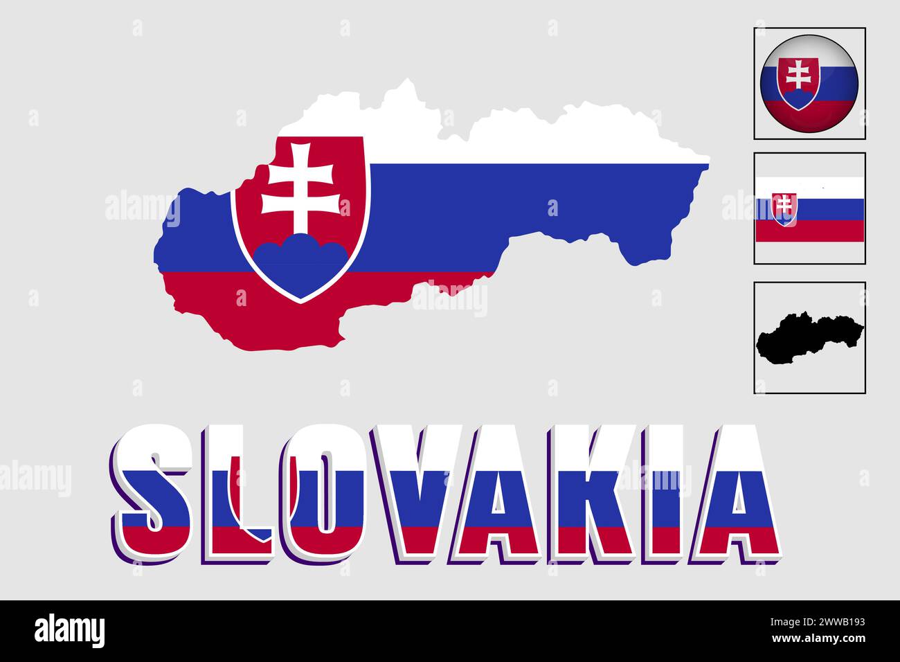 Slovakia flag and map in a vector graphic Stock Vector