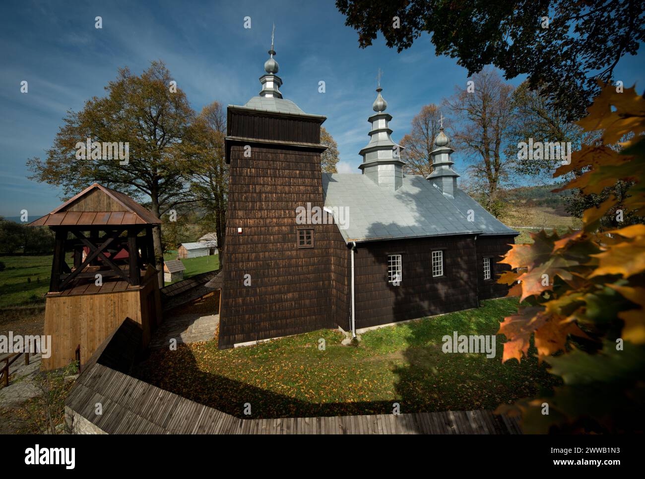 The former Greek Catholic church of the Protection of Our Lady in Zdynia, currently an Orthodox church, Poland Stock Photo