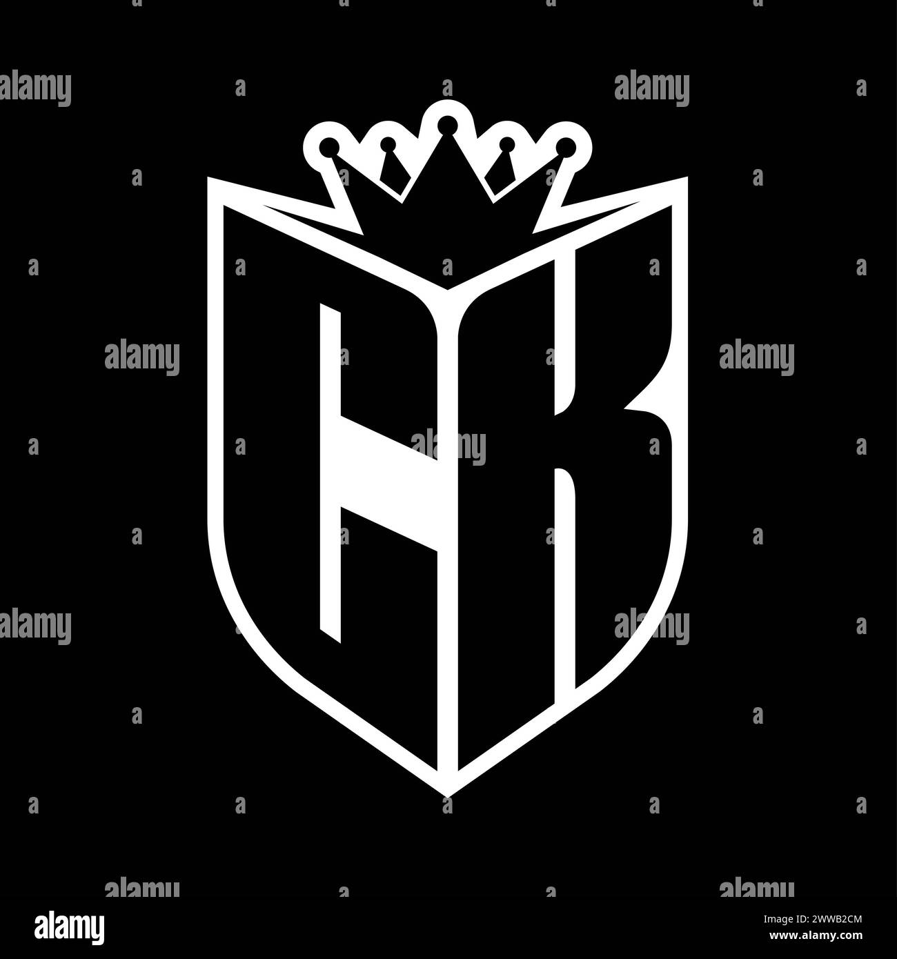 CK Letter bold monogram with shield shape and sharp crown inside shield ...