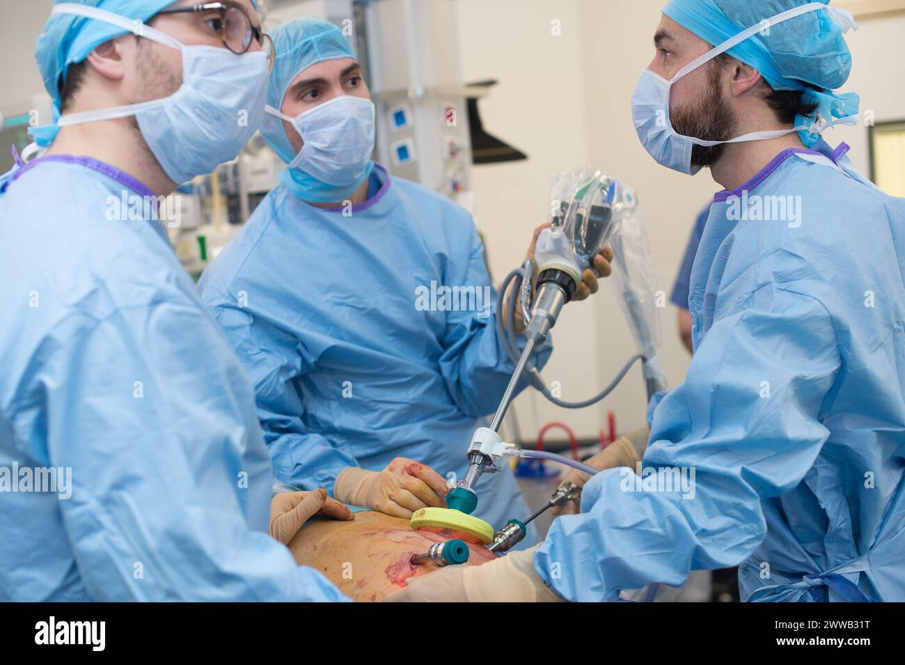 Report at Nice University Hospital, Pasteur Hospital. Stock Photo