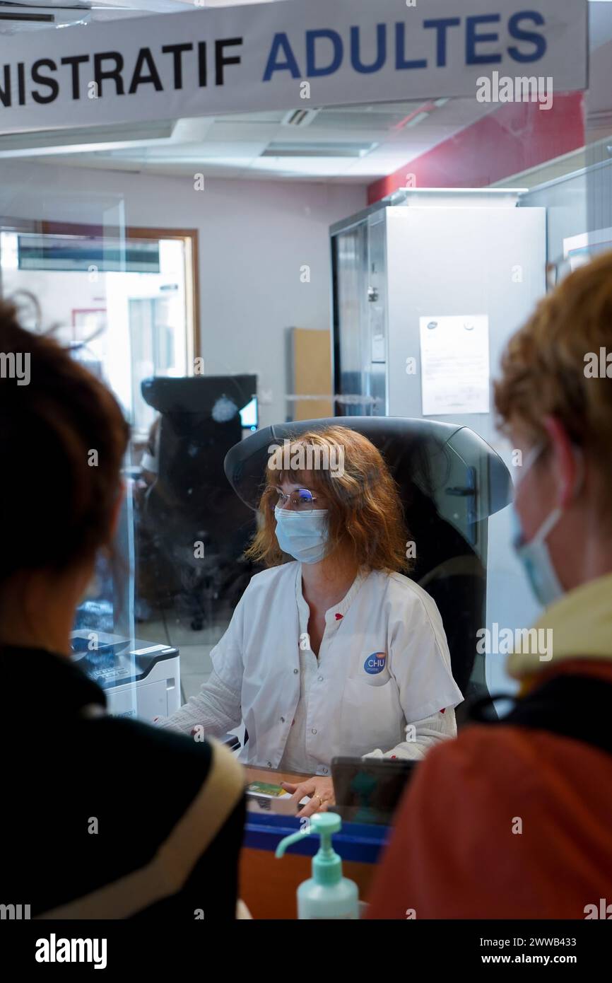 Patients at the reception of the emergency department of a university ...