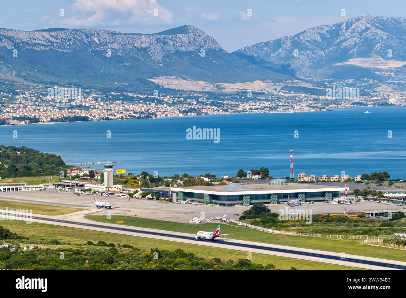 Split, Croatia - May 28, 2023: Overview of Split Airport (SPU) in Croatia. Stock Photo