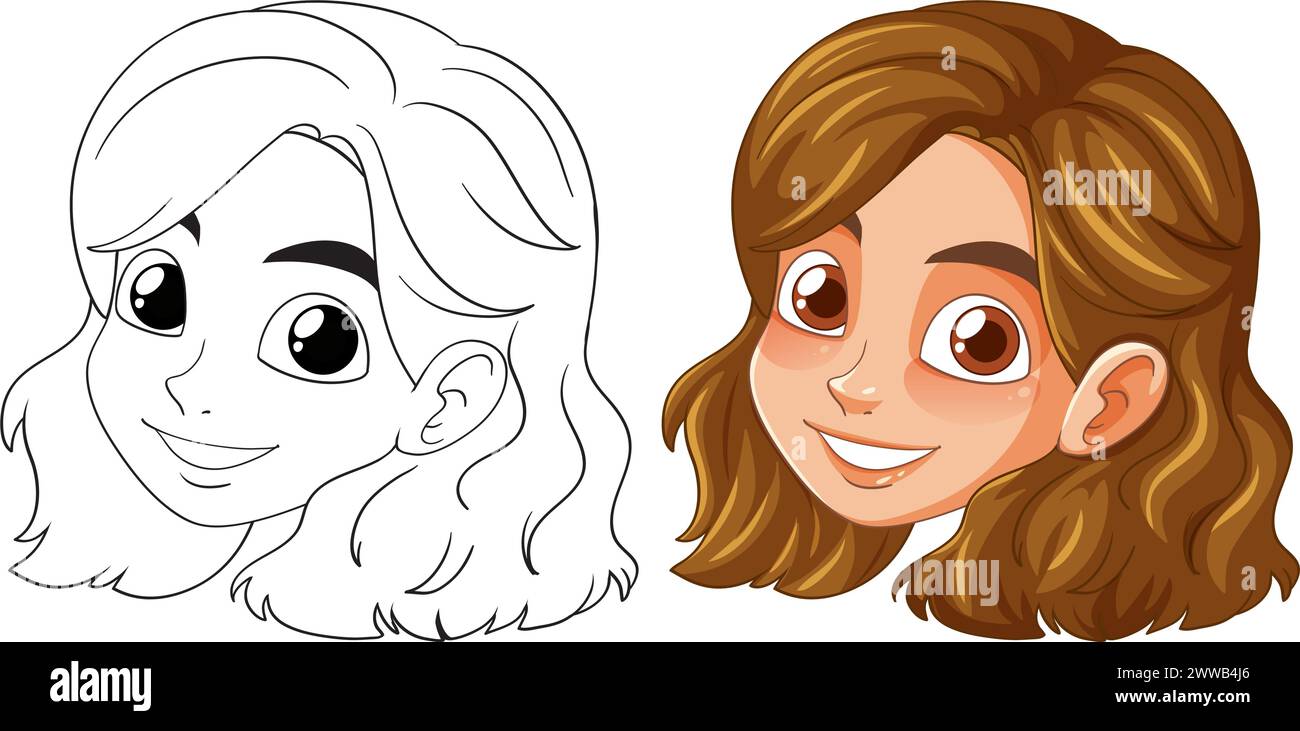 Two stages of a character illustration process Stock Vector Image & Art ...