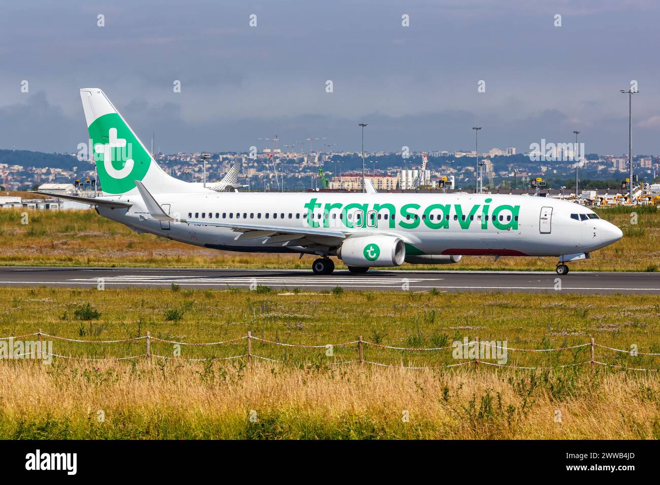 Paris, France - June 4, 2022: Transavia Boeing 737-800 airplane at Paris Orly Airport (ORY) in France. Stock Photo
