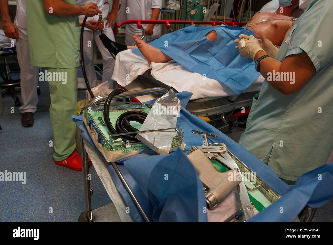 Patient in the shock ward in the intensive care unit of a university