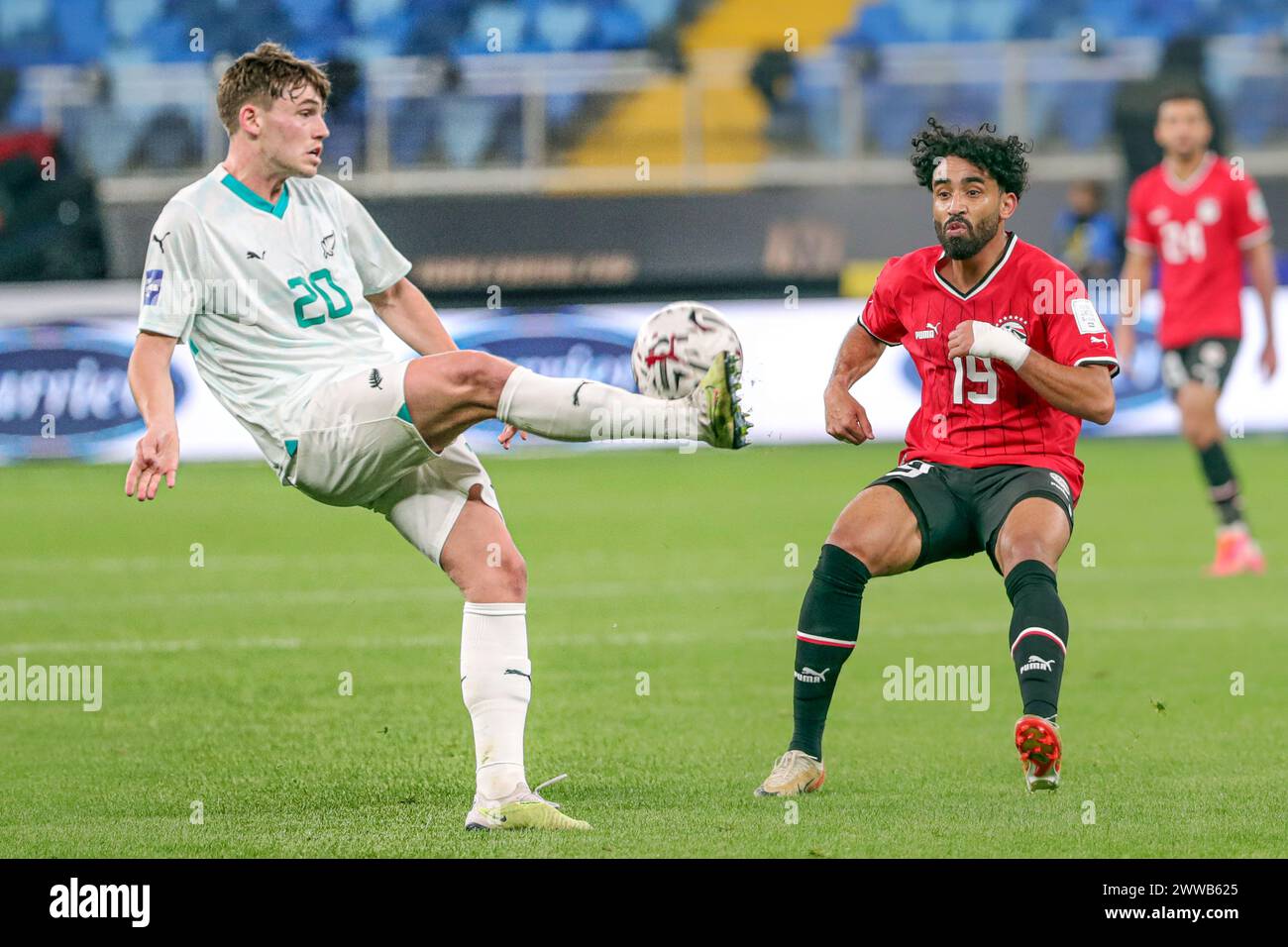 Cairo, Egypt. 22nd Mar, 2024. Marwan Attia (R) of Egypt competes with