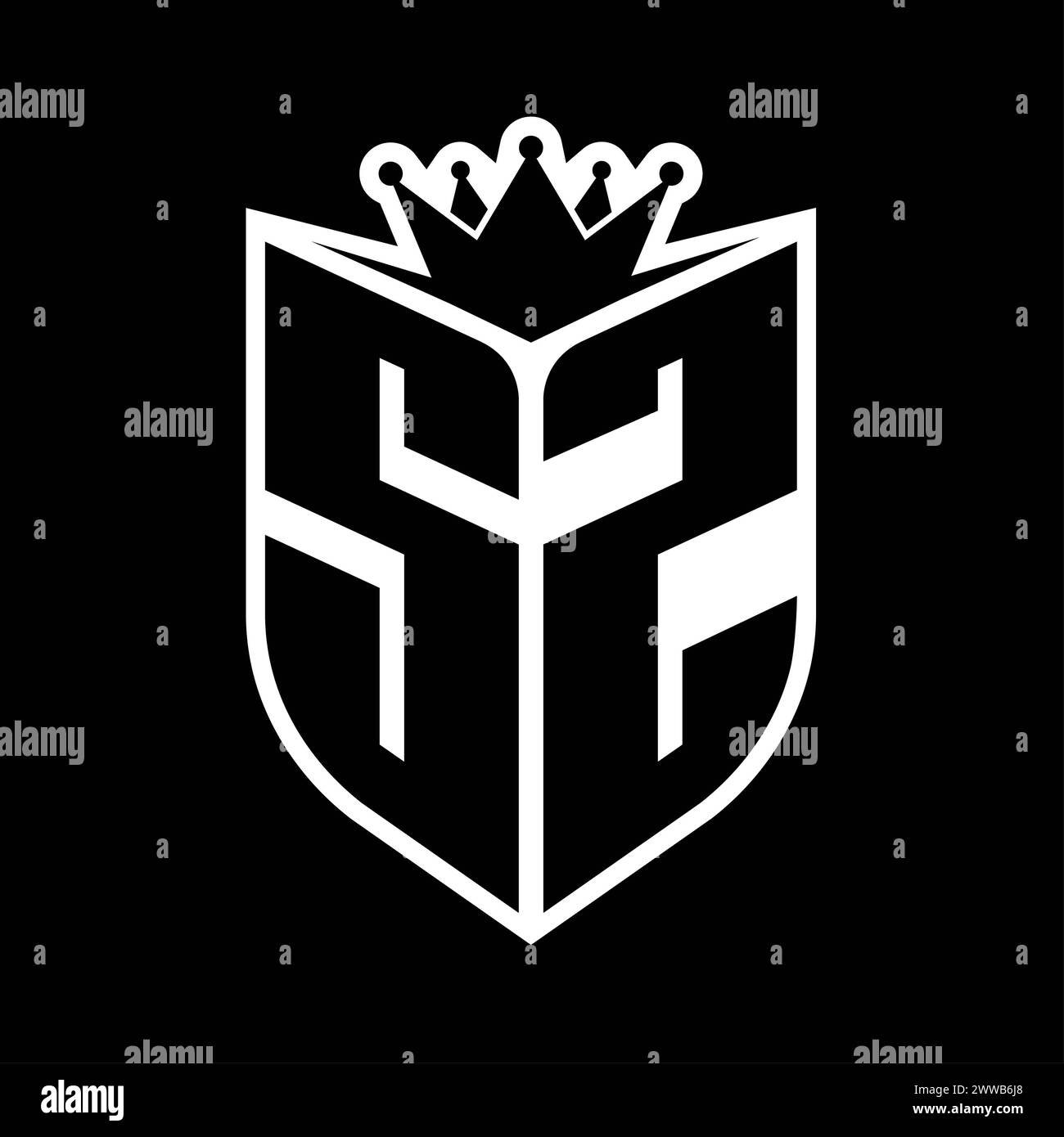 SZ Letter bold monogram with shield shape and sharp crown inside shield ...