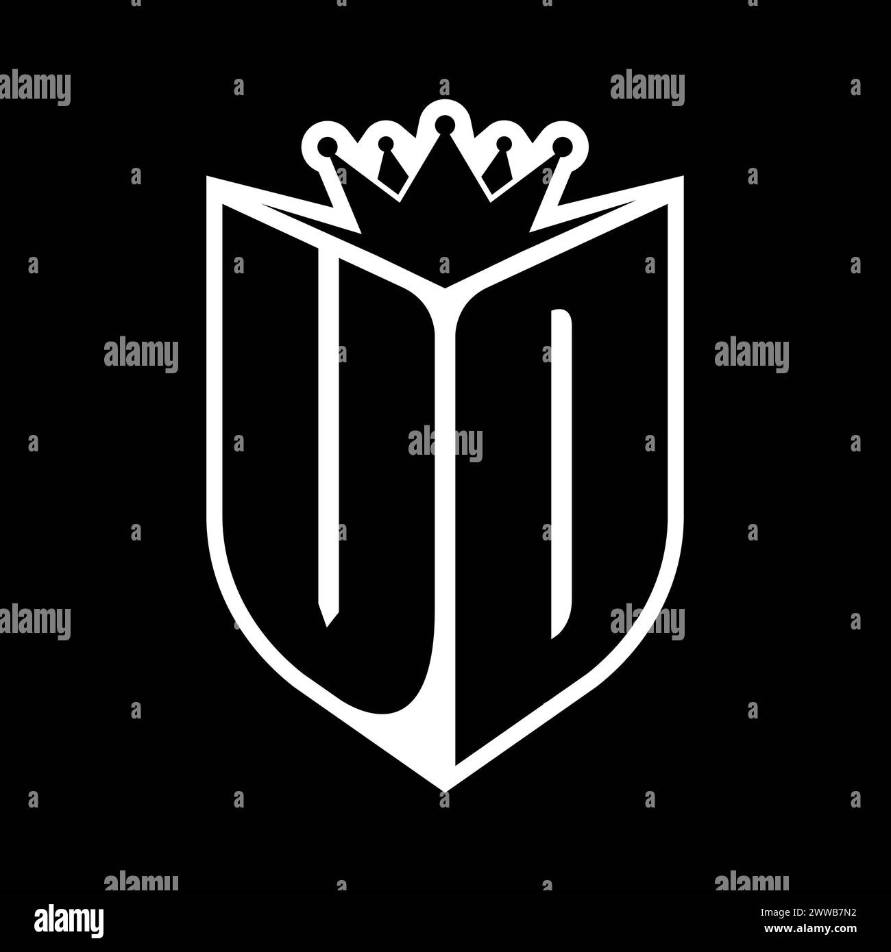 VD Letter bold monogram with shield shape and sharp crown inside shield ...