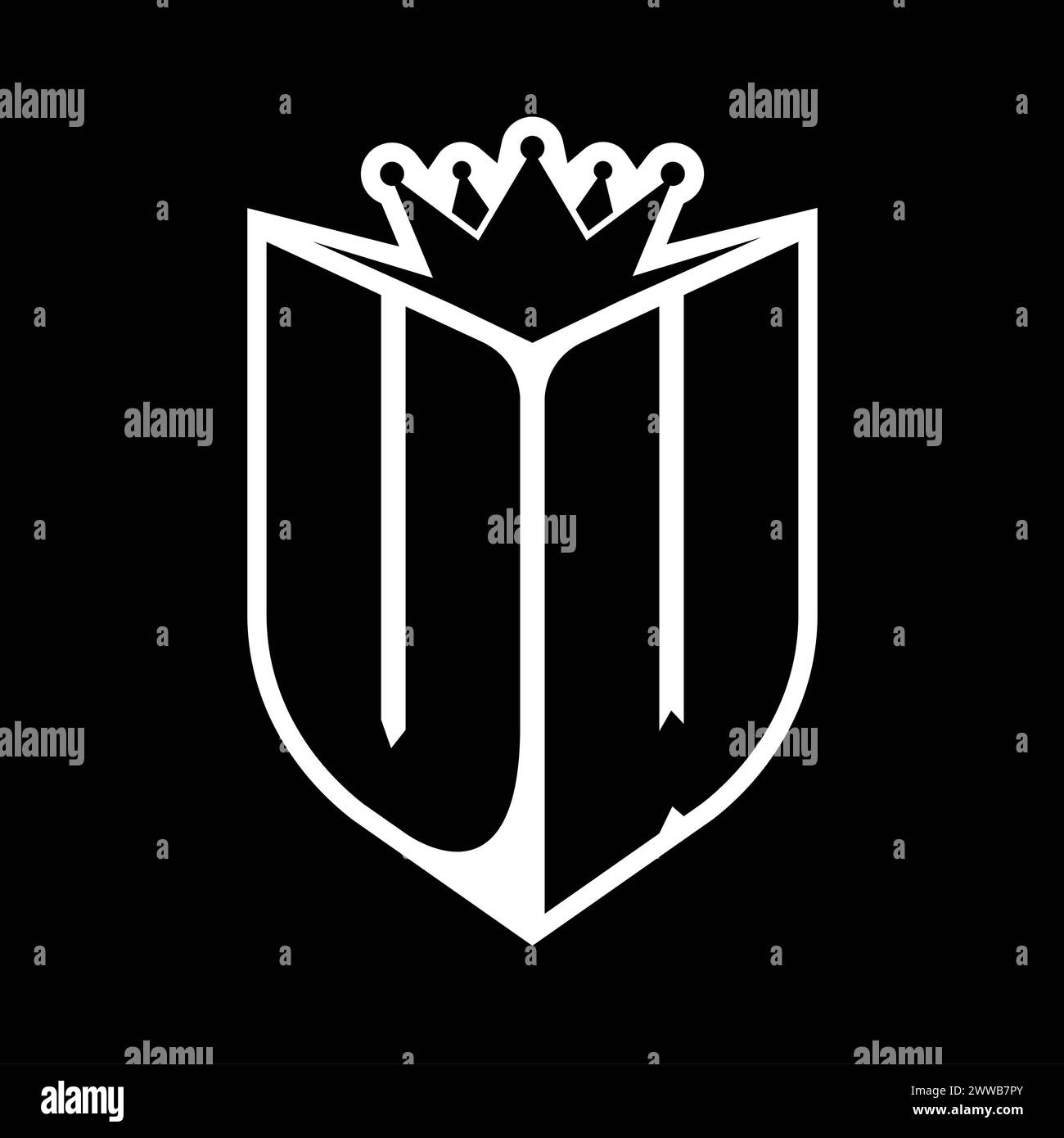 VW Letter bold monogram with shield shape and sharp crown inside shield ...