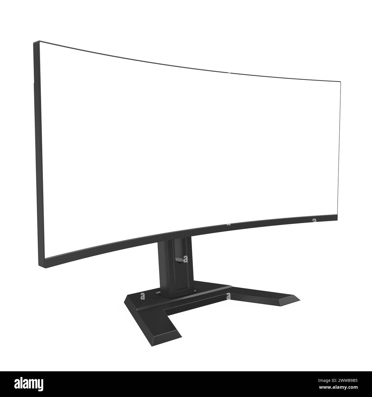 Ultra Wide Computer Monitor with Blank White Screen Isolated Stock ...