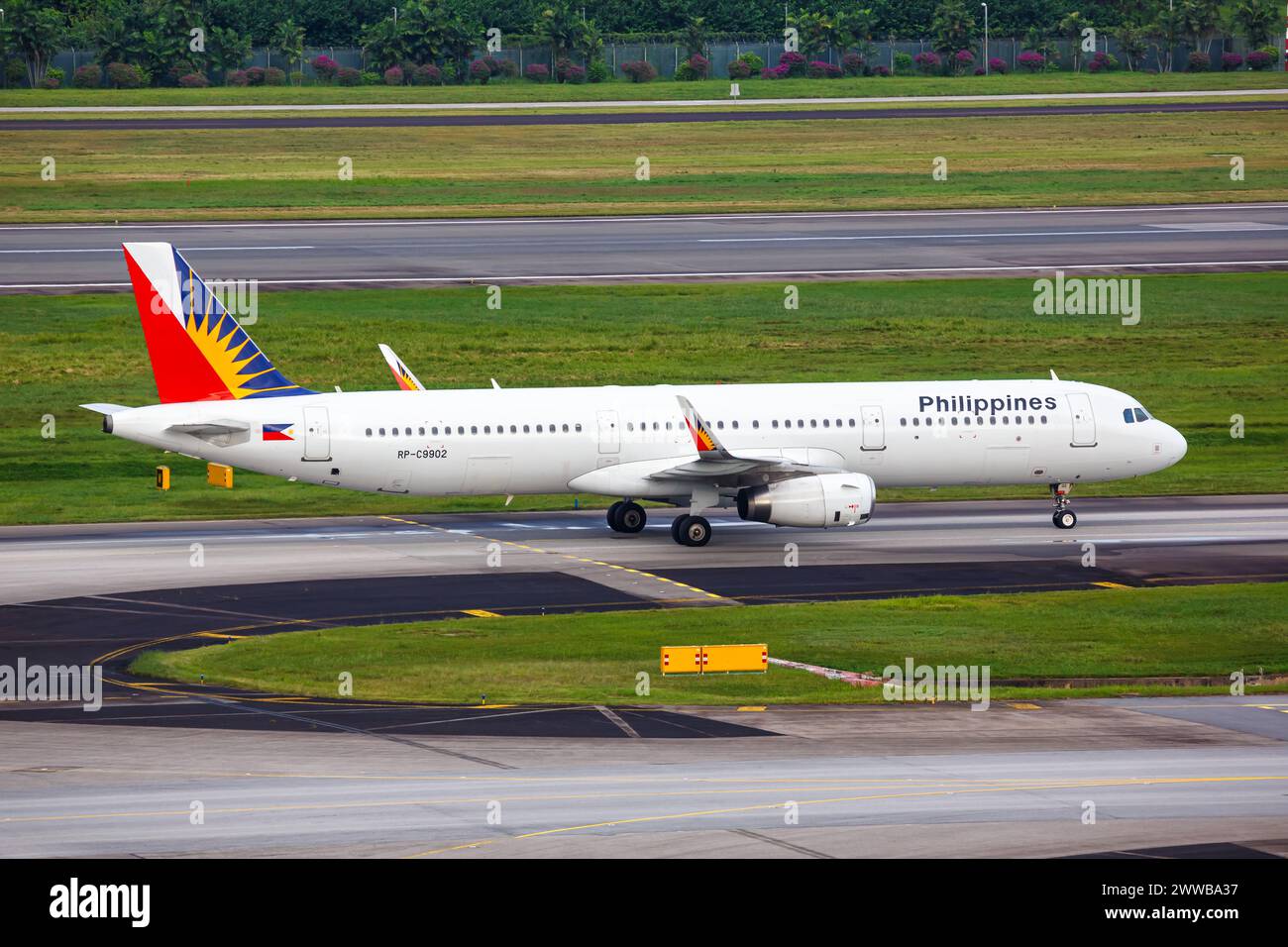 Changi, Singapore - February 3, 2023: Philippines Airbus A321 airplane at Changi Airport (SIN) in Singapore. Stock Photo